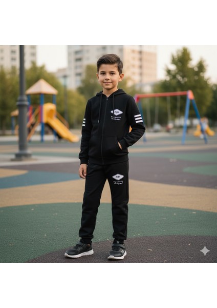 Erkek Çocuk 7 - 10 Yaş Uzun Kollu Fermuarlı Okul Kreş Eşofman Takımı