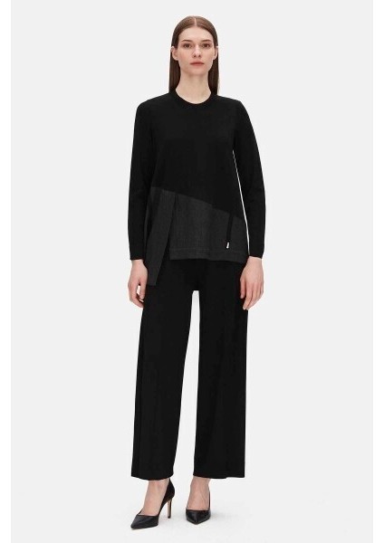 T25PF-7001 Mıssdalıda Bol Paça Triko Pantolon