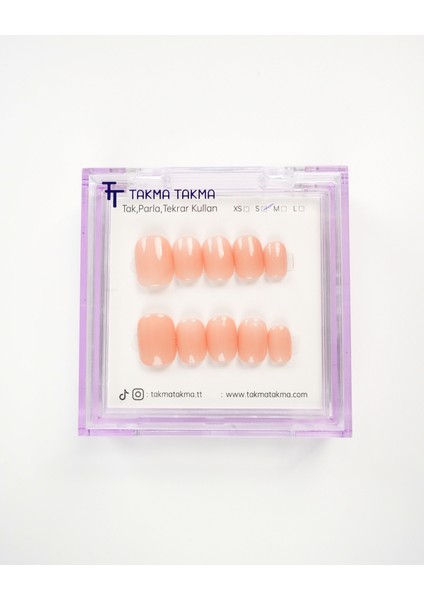 15'li Ten Rengi Kısa Yuvarlark KYL1548 Tekrar Kullanılabilir El Yapımı Protez Takma Tırnak - Ten Rengi-L fiyatları