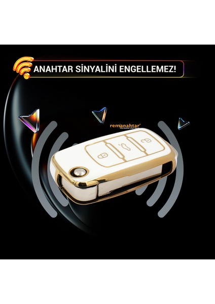 Jetta Beetle Tiguan Passat Golf Mk6 Polo 3+1 Buton Sustalı Nano Anahtar Kılıfı - Beyaz modelleri