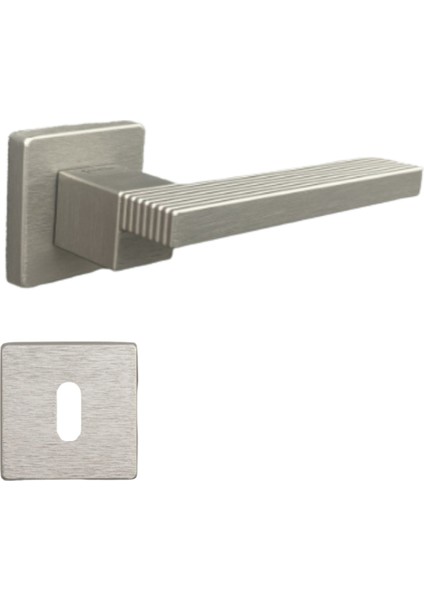 Step Rozetli Kapı Kolu Nikel Saten Renk Oda Rozetli