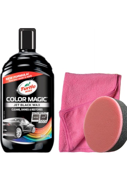 Renk Yenileyici Siyah Cila 500 ml + Uygulama Süngeri + Bez