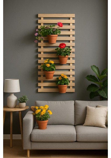 Çiçek Rafı, Çiçeklik, Duvar Rafı, Dekoratif Raf, Çam Masif Çiçek Rafı