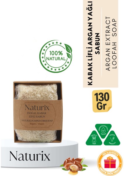 Kabak Lifli Argan Yağlı Sabun 130 gr | Peeling Etkili, Nemlendirici ve Arındırıcı Sabun