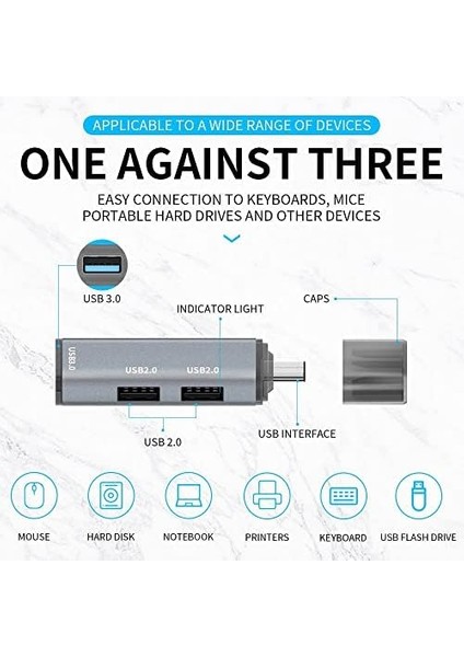BN10 ve Için 3in1 Alüminyum Type-C To USB 5gbps 3.0 Çoklayıcı Otg modelleri