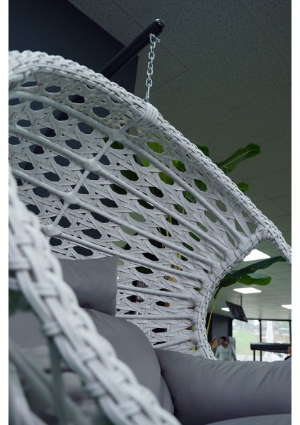 Rattan Bahçe ve Balkon Salıncağı Ø107CM 140 kg Taşıma Kapasiteli