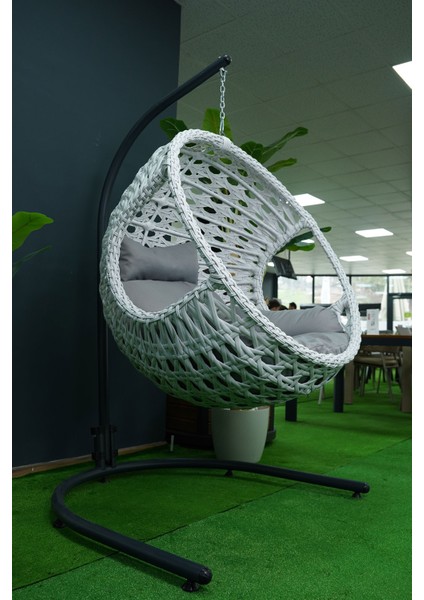 Rattan Bahçe ve Balkon Salıncağı Ø107CM 140 kg Taşıma Kapasiteli