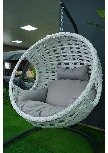 Rattan Bahçe ve Balkon Salıncağı Ø107CM 140 kg Taşıma Kapasiteli