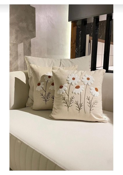 Keten Punch Işlemeli Kırlent Kılıfı 43X43 cm – El Işçiliği Panç Desen & Püskül Detaylı Yastık Kılıfı 2li VEFORMPUNCH2026