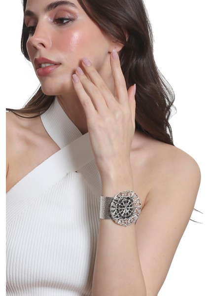 Kadın Antik Gümüş Kaplama Ayarlanabilir Geniş Band Örümcek Ağı Figürlü Bileklik modelleri