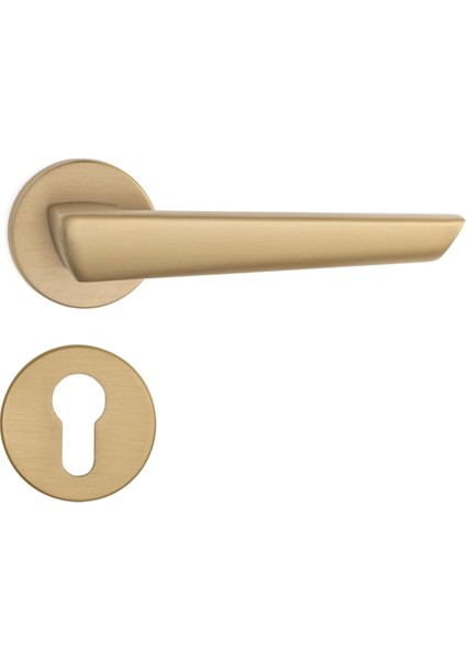 Thor Rozetli Kapı Kolu Altın Saten Renk Yale ( Dış Kapı Rozetli)