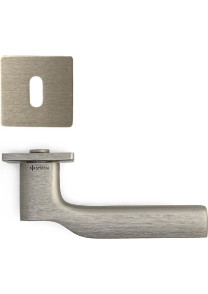 Tıke Rozetli Kapı Kolu Nikel Saten Renk Oda Rozetli