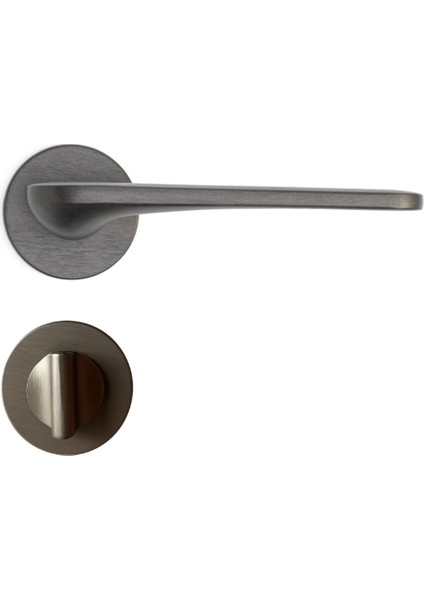 Selene Rozetli Kapı Kolu Kalaylı Siyah Saten Renk Wc Mandallı Rozet