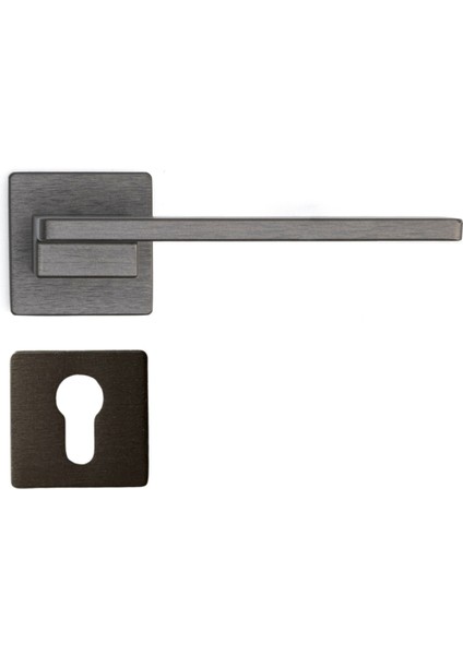 Space Rozetli Kapı Kolu Kalaylı Siyah Saten Renk Yale ( Dış Kapı Rozetli)