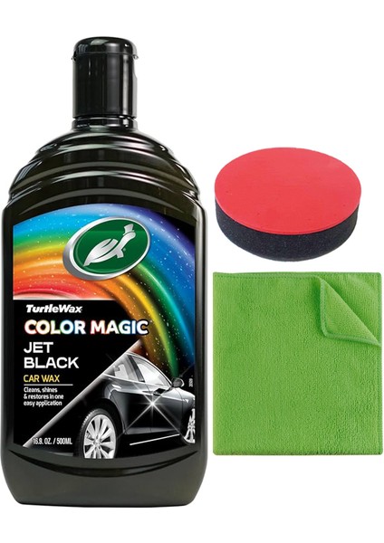 Renk Yenileyici Siyah Cila 500 ml + Uygulama Süngeri + Bez