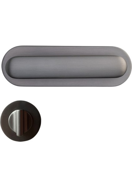 Sınus Rozetli Kapı Kolu Füme Renk Wc Mandallı Rozet