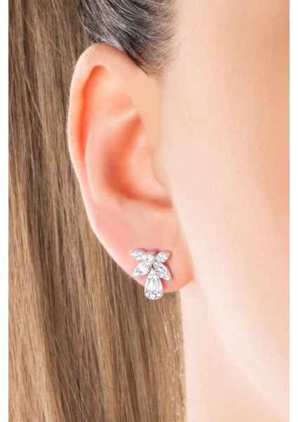 Begonvil Çiçeği 18 Ayar Beyaz Altın Kaplama Gümüş Küpe fiyatları