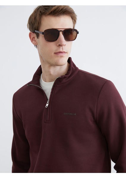 Yeni Sezon Fermuarlı Dik Yaka Erkek Kalın Sweatshirt