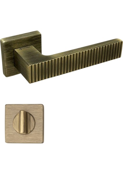 Tuna Rozetli Kapı Kolu Antik Renk Wc Mandallı Rozet