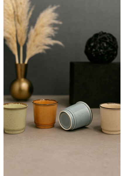 Kadıkızı 4 Parça Calma Cozy 4 Kişilik Porselen Kulpsuz Espresso Fincan Takımı