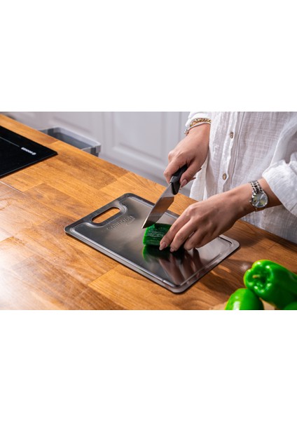 Paslanmaz Çelik Kesim Tahtası 2 Adet - Gri - Solingen modelleri