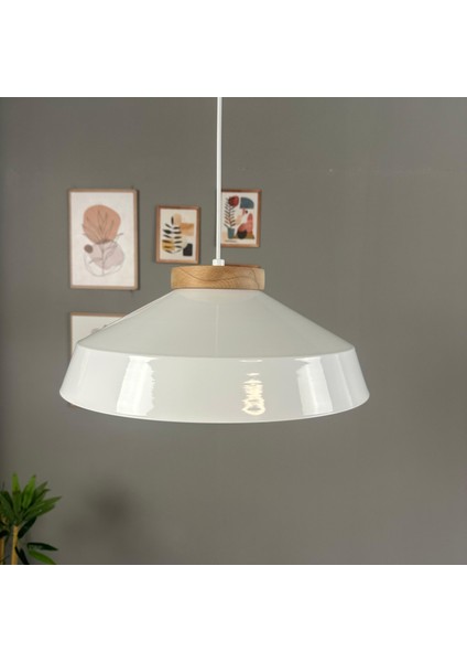 Lema Beyaz Tekli Avize Ahşap Rozans Başlık Sarkıt Lamba Restoran Cafe Salon Avizeleri modelleri