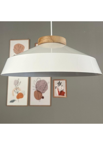 Lema Beyaz Tekli Avize Ahşap Rozans Başlık Sarkıt Lamba Restoran Cafe Salon Avizeleri fırsatları