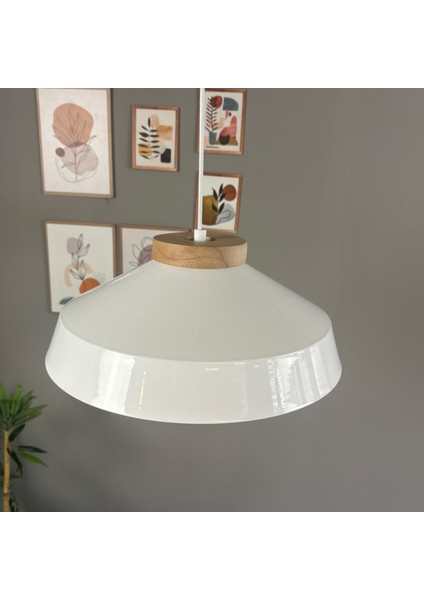 Lema Beyaz Tekli Avize Ahşap Rozans Başlık Sarkıt Lamba Restoran Cafe Salon Avizeleri indirimleri