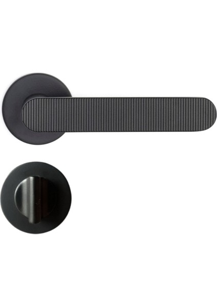 Solo-V Rozetli Kapı Kolu Mat Siyah Renk Wc Mandallı Rozet