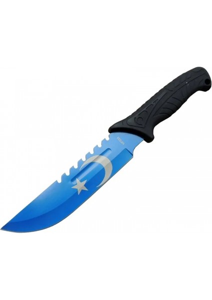 Eco Lounge Ayyıldız MF033BL Mavi Av Bıçağı 31CM - Testere Detaylı Bıçak, Kılıflı, Plastik Sap