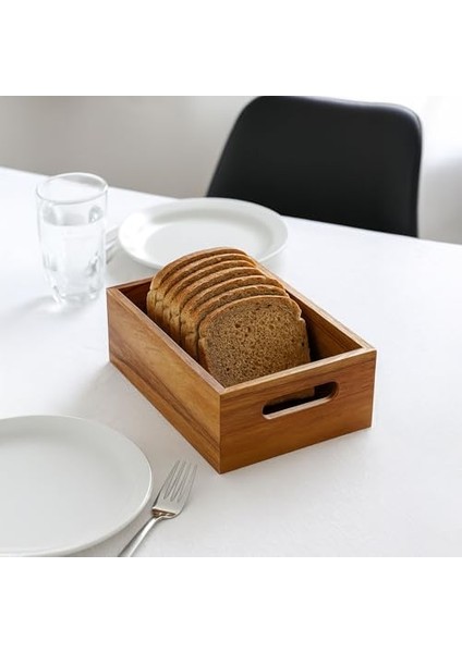 Akasya Ağacından Ahşap Ekmeklik, Akasya Ekmek Sunum Sepeti, Ekmek Sunum Kutusu 25X14X8 cm modelleri