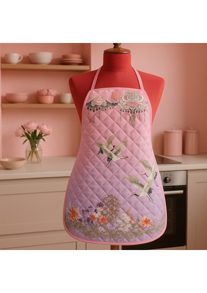 Kapitoneli Sıvı Geçirmez Leke Tutmaz Mutfak Önlüğü Dijital Baskılı Önlük Pembe Rüya fiyatları