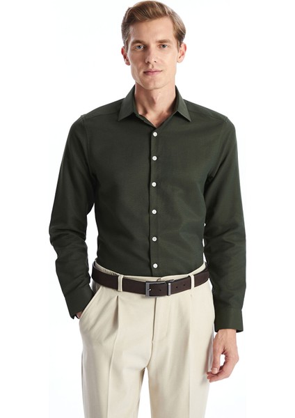 Yeni Sezon Slim Fit Uzun Kollu Armürlü Erkek Gömlek