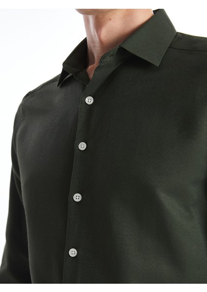 Yeni Sezon Slim Fit Uzun Kollu Armürlü Erkek Gömlek modelleri