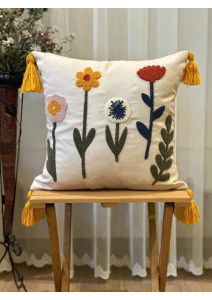 Keten Punch Işlemeli Kırlent Kılıfı 43X43 cm – El Işçiliği Panç Desen & Püskül Detaylı Yastık Kılıfı 2li VEFORMPUNCH2026 fiyatları