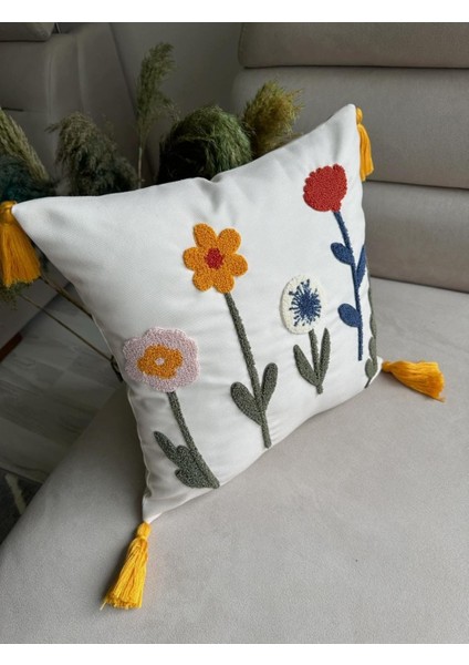 Keten Punch Işlemeli Kırlent Kılıfı 43X43 cm – El Işçiliği Panç Desen & Püskül Detaylı Yastık Kılıfı 2li VEFORMPUNCH2026 modelleri