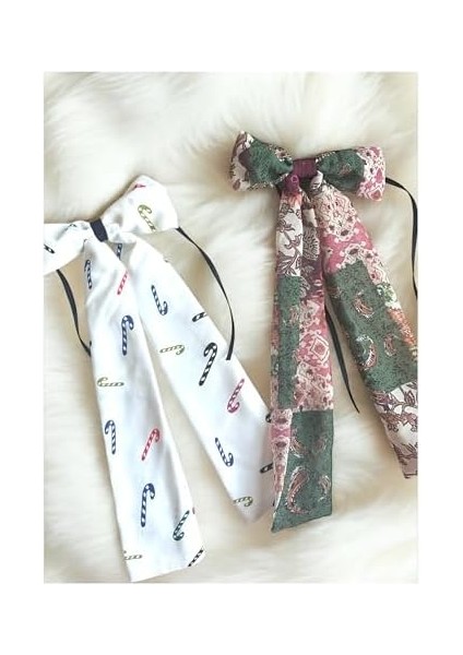 Dekoratif Saç Tokası Seti, Şeker Desenli ve Çiçek Desenli Fiyonk Model, 2'li fiyatları