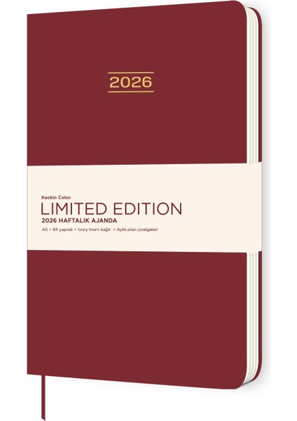 Keskin 2026-A5 Ciltli Limited Edition Haftalık Ajanda - Bordo