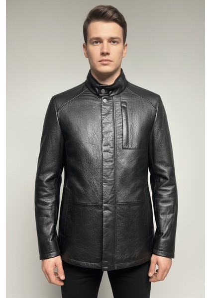 Vance Hakiki Deri Siyah Erkek Ceket