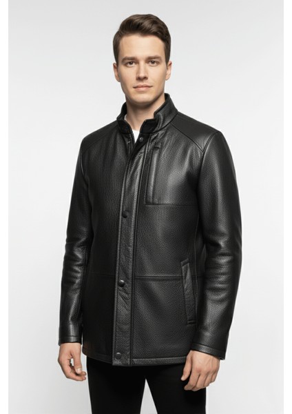 Vance Hakiki Deri Siyah Erkek Ceket