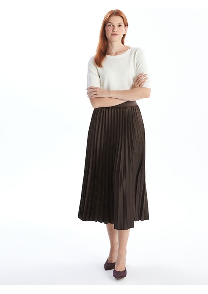 Yeni Sezon Beli Lastikli Saten Kadın Pileli Etek