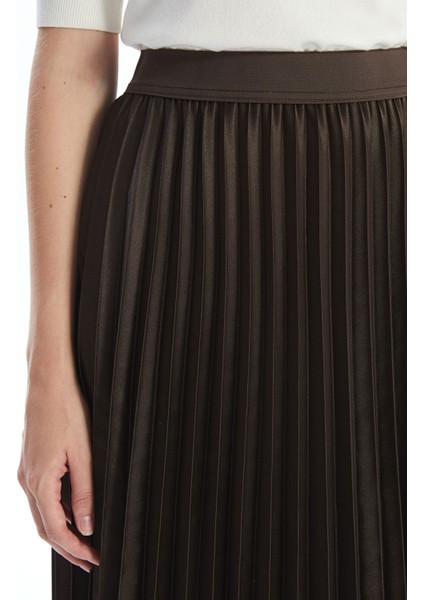 Yeni Sezon Beli Lastikli Saten Kadın Pileli Etek modelleri