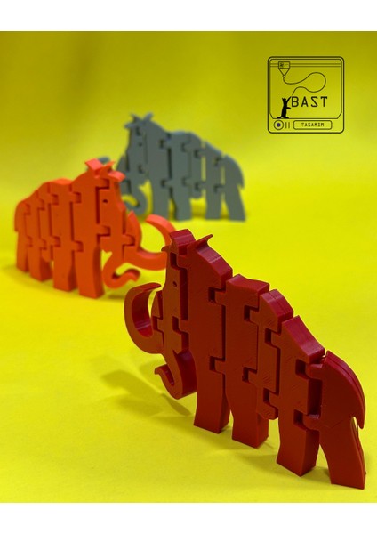 Bast Tasarım 3D Yazıcı Hareketli Eklemli Mamut Oyuncak Figür modelleri