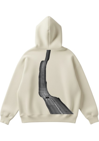 Uzun Yollar Sırt Baskılı Unisex Boxy Fit Hoodie Sweatshirt
