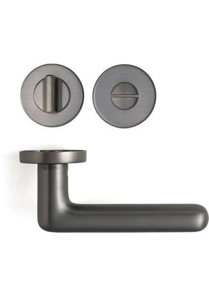 Jaden Rozetli Kapı Kolu Füme Renk Wc Mandallı Rozet