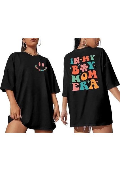 Kadın Bisiklet Yaka Kısa Kol Baskılı T-Shirt - Siyah fiyatları