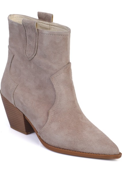 Tiffani Sivri Burunlu Hakiki Deri Yandan Çekmeli Kadın Kovboy Bot