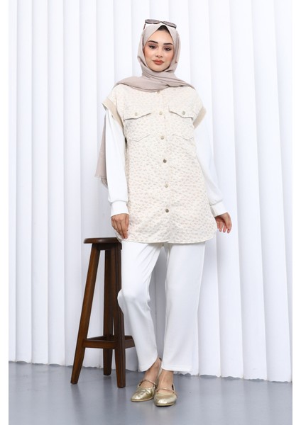 Ekru Tunik Yelek Pantolon Üçlü Takım fiyatları
