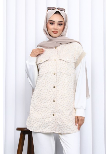 Ekru Tunik Yelek Pantolon Üçlü Takım modelleri