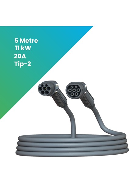 11 Kw 5 Metre Elektrikli Araç Ac Tip-2 Şarj Kablosu